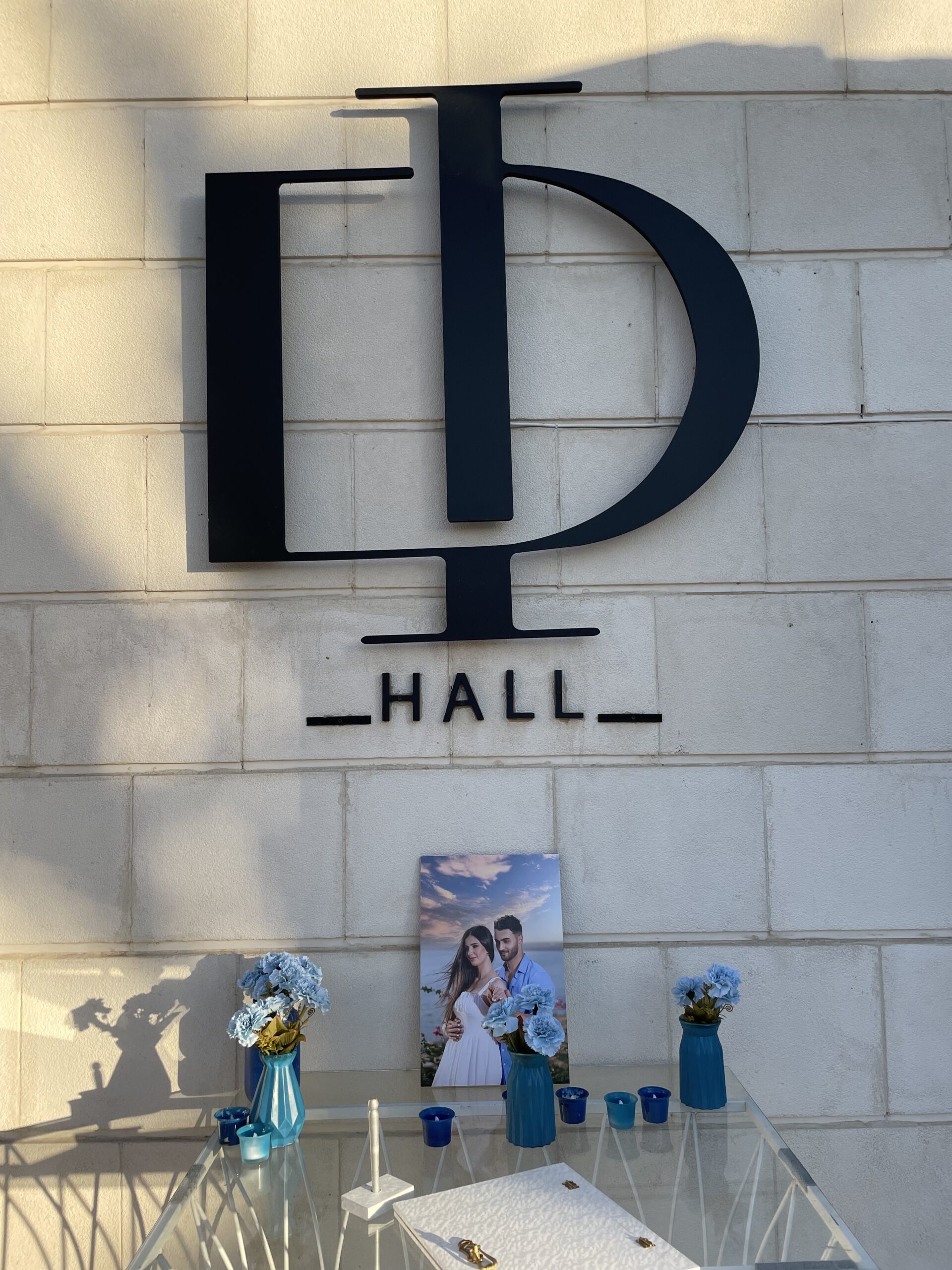 ID Hall entrance signage and welcome table